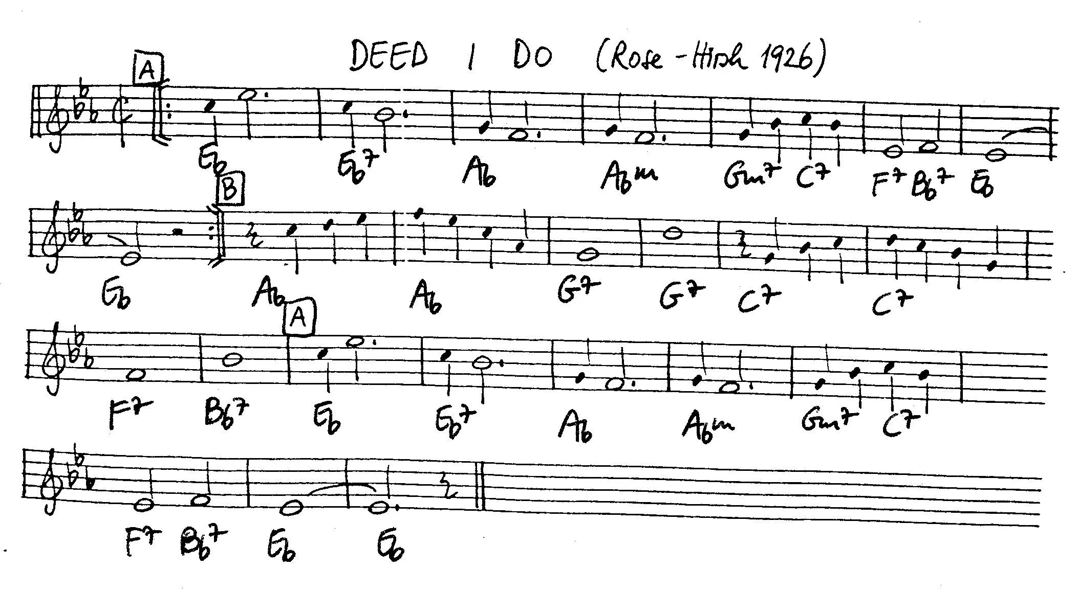 deed i do free jazz leadsheet - Courtesy of the Jungle Jazz Band